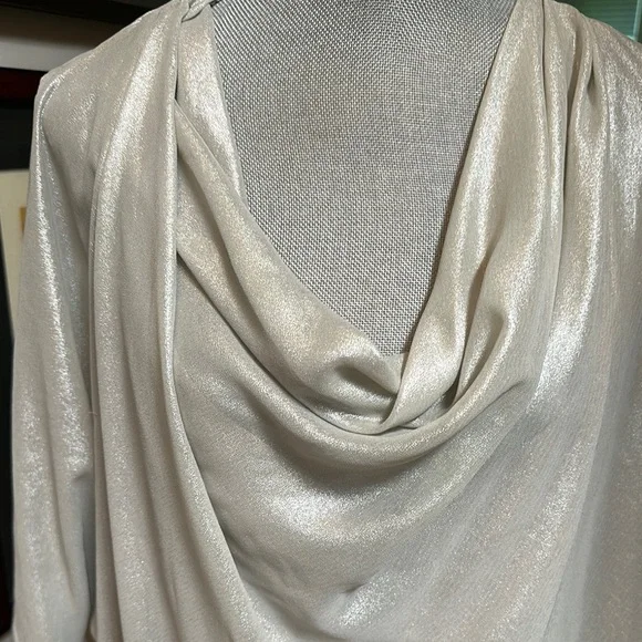 Ted Baker London Silver Draped 3/4 Sleeve Blouse - Picture 3 of 9